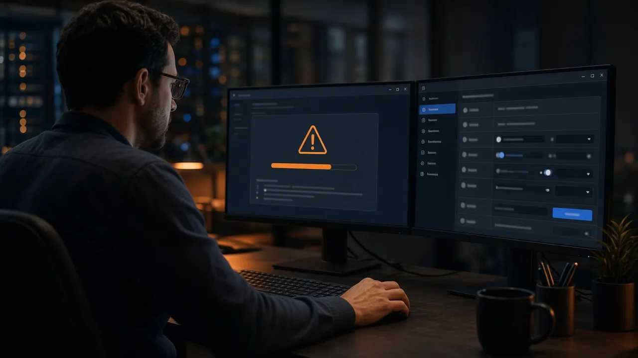Operator separating a Grok Bot authenticating error from an Agent Computer reset on two screens